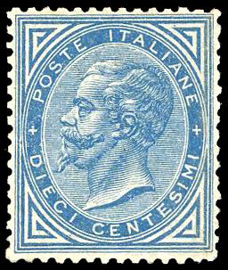 1877 - 10 cent. azzurro (27), ... 