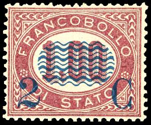 1878 - 2 cent. su 1 lira Servizio ... 