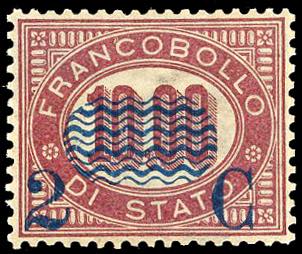 1878 - 2 cent. su 10 lire Servizio ... 