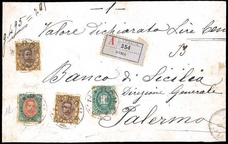 1889 - 5 lire verde e carminio, 5 ... 