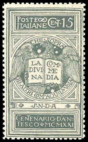 1921 - 15 cent. grigio Dante, non ... 