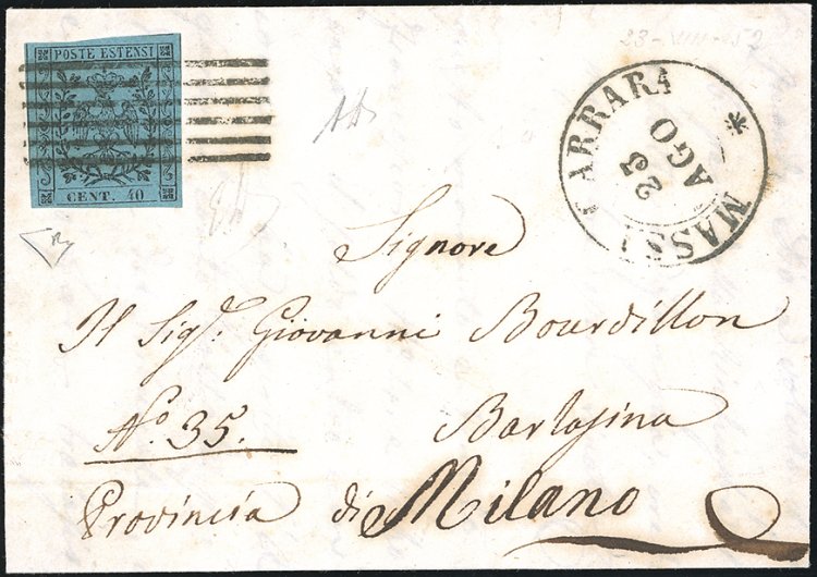 1852 - 40 cent. celeste (5), ... 