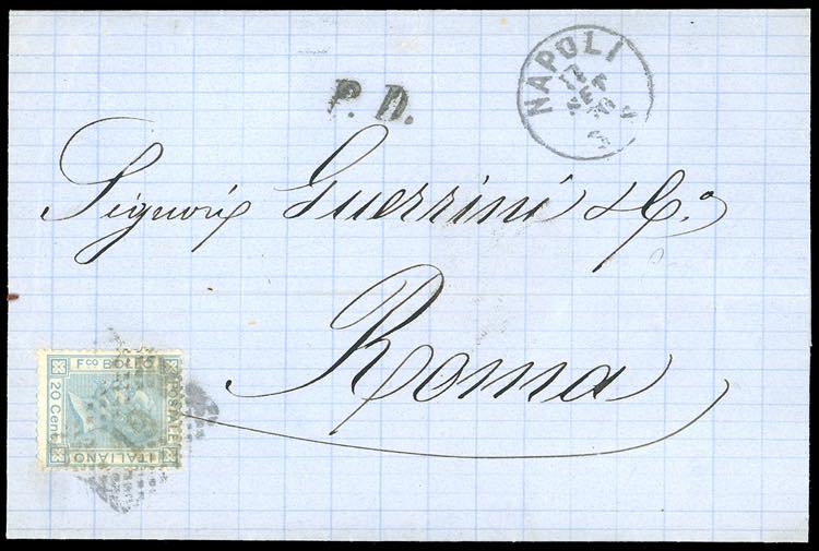 1870 - 20 cent. azzurro, tiratura ... 