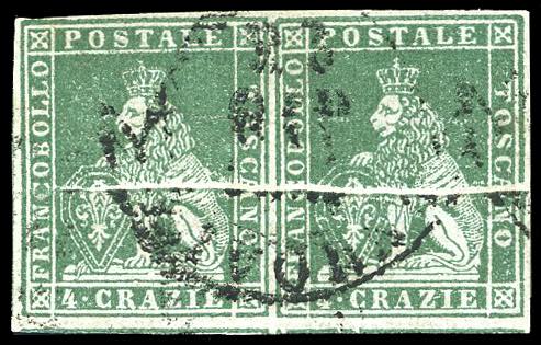 1851 - 4 crazie verde giallo scuro ... 