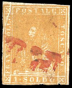 1857 - 1 soldo ocra, II emissione ... 