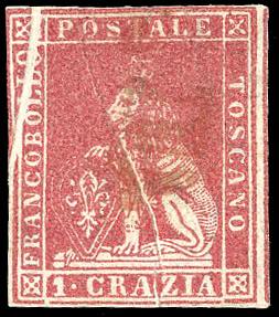 1857 - 1 crazia carminio, II ... 