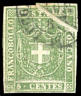 1860 - 5 cent. verde oliva (18a), ... 
