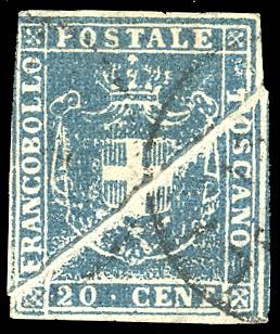 1860 - 20 cent. azzurro (20), ... 