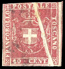 1860 - 40 cent. carminio, enorme ... 