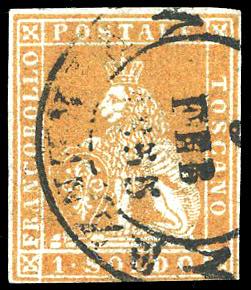 1851 - 1 soldo ocra scuro, I ... 