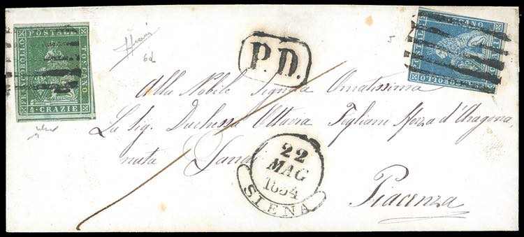 1854 - 4 crazie verde giallo ... 