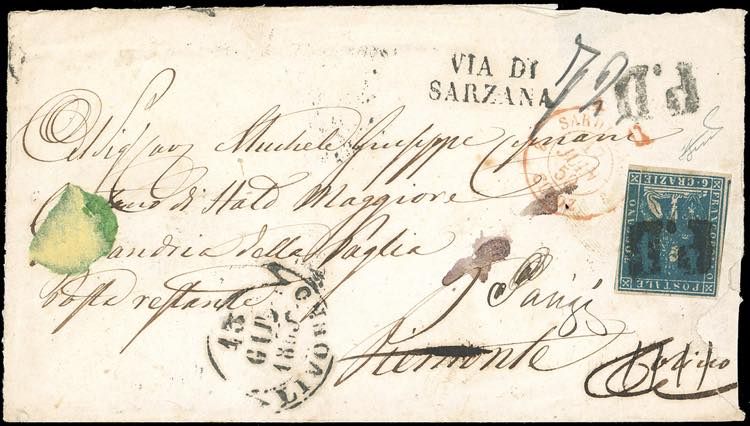 1859 - 6 crazie azzurro, II ... 