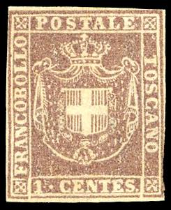 1860 - 1 cent. violetto bruno ... 
