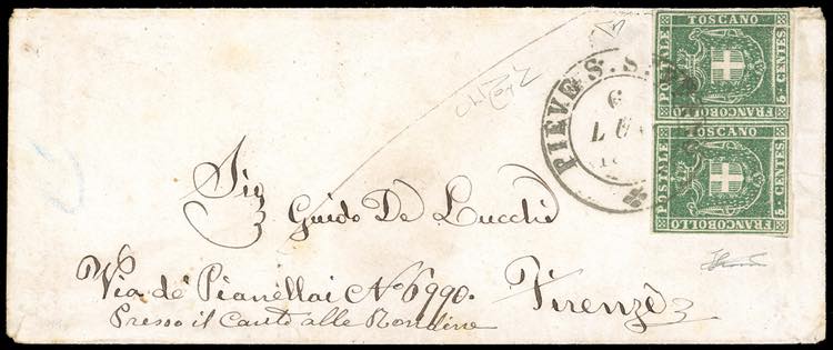 1861 - 5 cent. verde (18), coppia, ... 