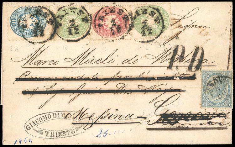 1864 - 3 kr. verde, due esemplari, ... 