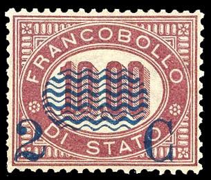 1878 - 2 cent. su 10 lire Servizio ... 