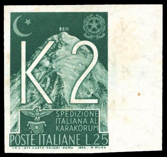 1955 - 25 lire K2, prova su carta ... 