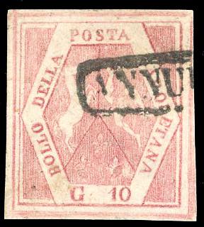 1860 - 10 grana rosa carminio, ... 