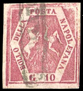 1860 - 10 grana carminio violaceo, ... 