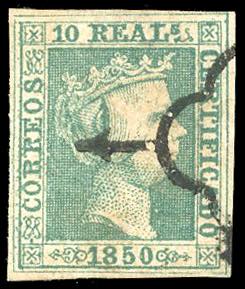 SPAGNA 1850 - 10 r. verde chiaro, ... 