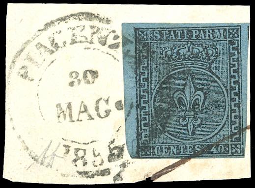 1852 - 40 cent. azzurro chiaro ... 