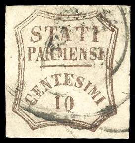 1859 - 10 cent. bruno, varietà ... 