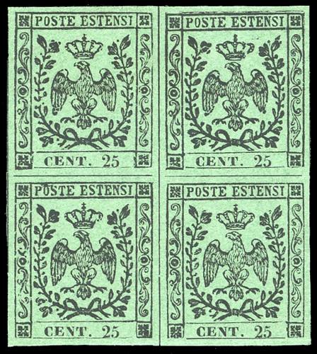 1852 - 25 cent. verde, errore di ... 