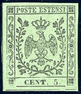 1855 - 5 cent. verde oliva, punto ... 