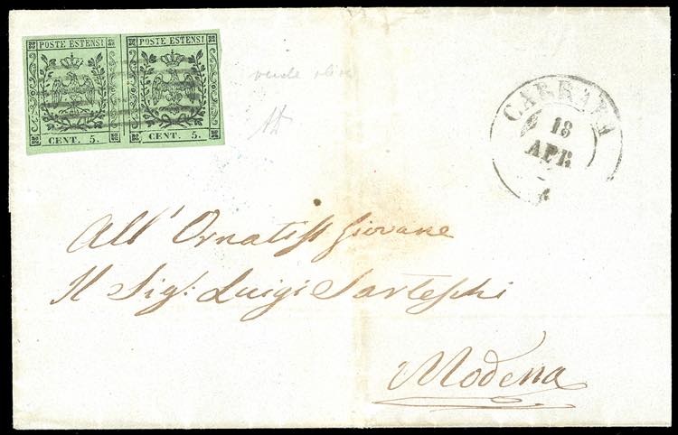 1856 - 5 cent. verde oliva, punto ... 