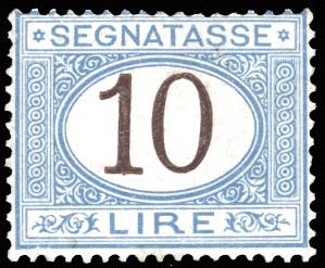 1874 - 10 lire azzurro e bruno ... 