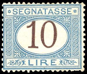 1874 - 10 lire azzurro e bruno ... 