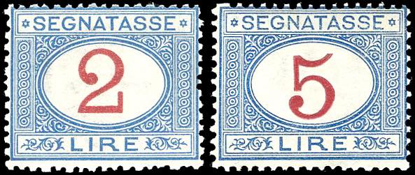 1903 - 2 lire e 5 lire azzurro e ... 