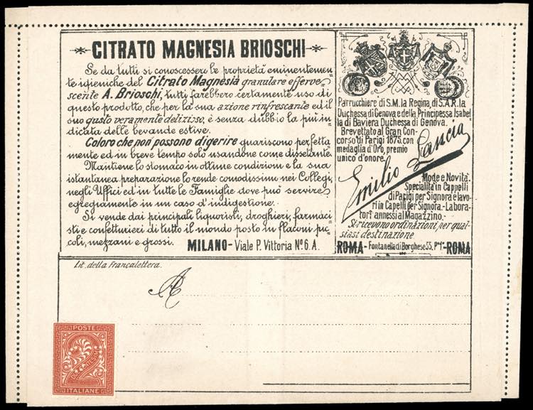 FRANCALETTERE 1887 - 1 cent. su 2 ... 