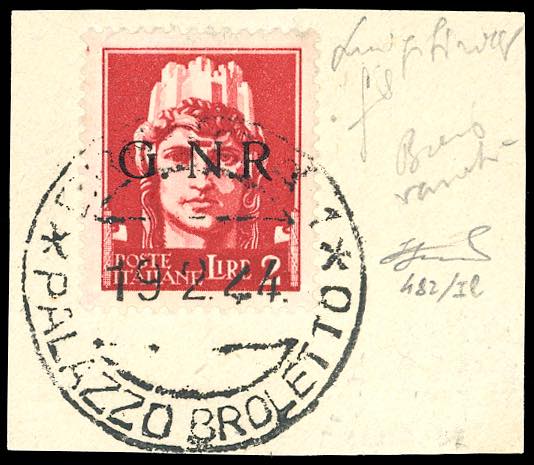 1943 - 2 lire, soprastampa G.N.R. ... 