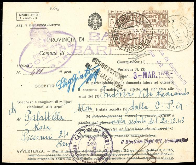 1944 - 5 cent. fascio al centro ... 