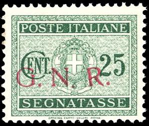 1943 - 25 cent. soprastampa G.N.R. ... 