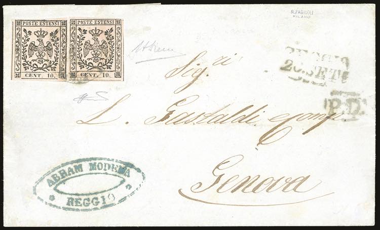 1859 - 10 cent. rosa, punto dopo ... 