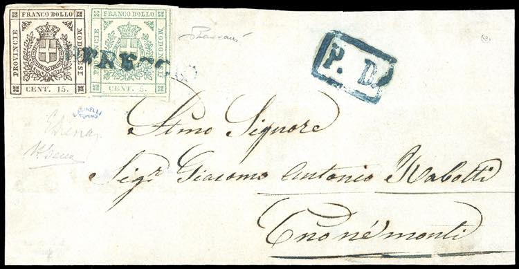 1859 - 5 cent. verde, 15 cent. ... 