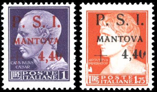 MANTOVA 1945 - 4,40 lire + 1 lira ... 