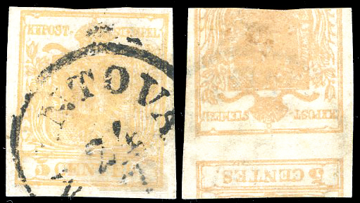 1851 - 5 cent. giallo ocra, stampa ... 