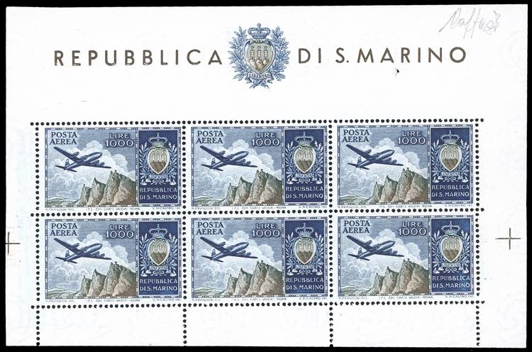 1954 - 1.000 lire Aereo, foglietto ... 