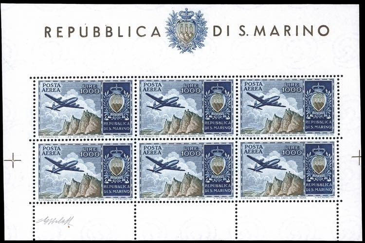 1954 - 1.000 lire Aereo, foglietto ... 