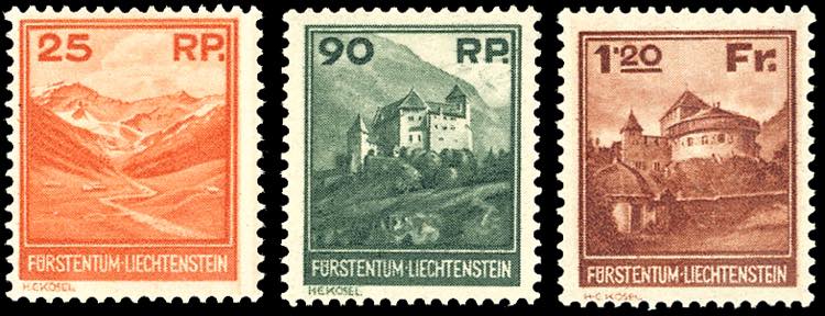 LIECHTENSTEIN 1933 - Vedute, serie ... 