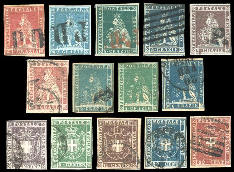 TOSCANA 1852/1860 - Lotto di 14 ... 