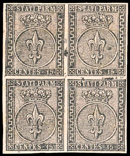 1852 - 15 cent. rosa (3), blocco ... 