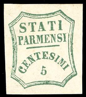 1859 - 5 cent. verde azzurro, I ... 