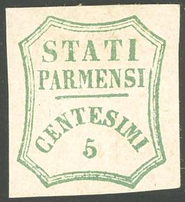 1859 - 5 cent. verde azzurro, I ... 