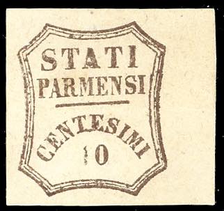 1859 - 10 cent. bruno (14), bordo ... 