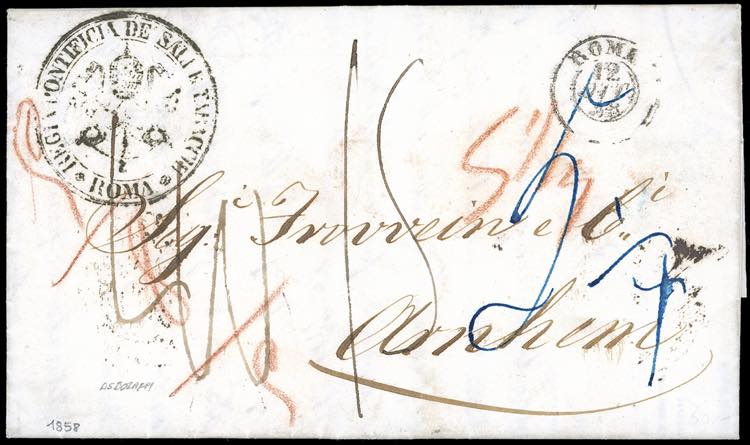 1858 - Lettera non affrancata da ... 