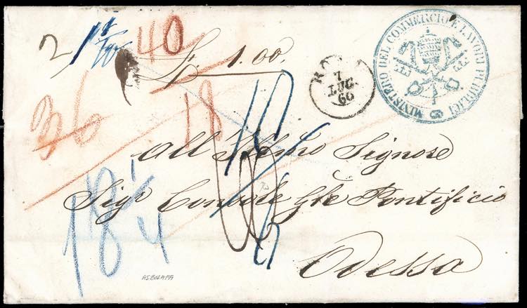 1860 - Lettera di doppio porto non ... 